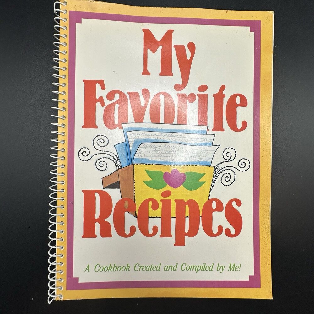 My Favorite Recipes Blank Recipe Book Spiral Cookbook Journal Organizer Vintage